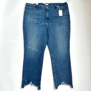 Good American Good Legs Raw Hem Straight Style Jeans 22 NWT